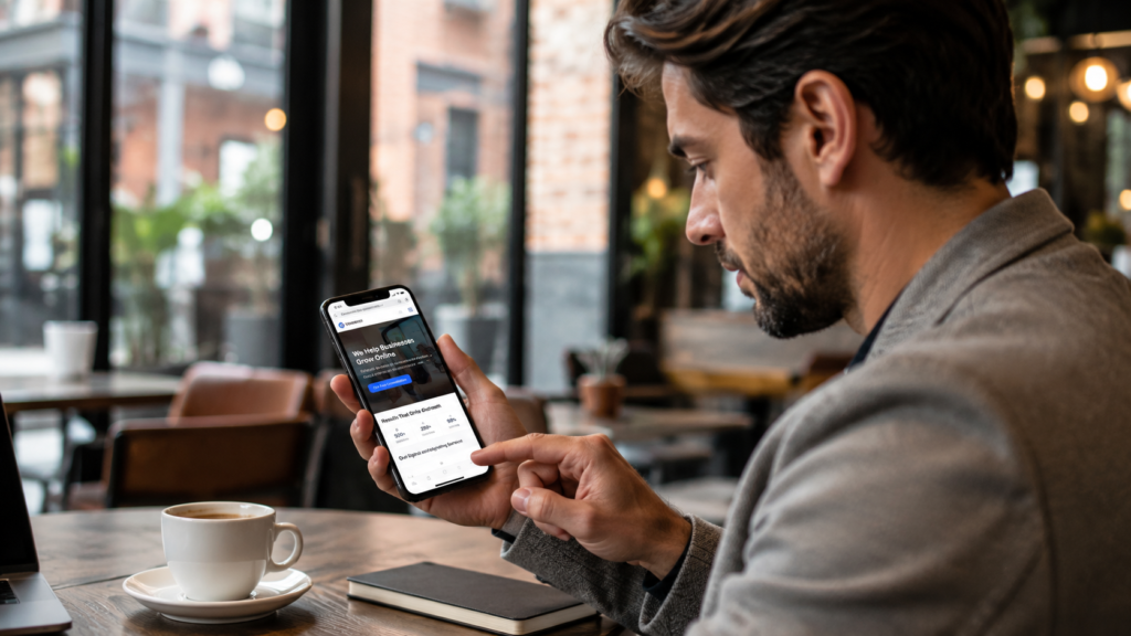How a Professional Website Increases Sales customer browsing a business website before making a purchase
