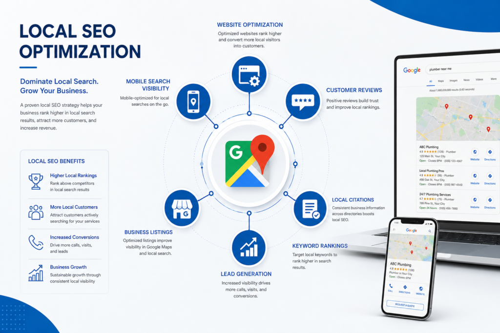10 Benefits of SEO for Local Businesses local seo optimization infographic.