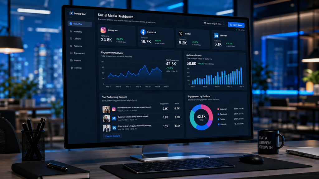 Why Small Businesses Need Digital Marketing in 2026 social media marketing dashboard