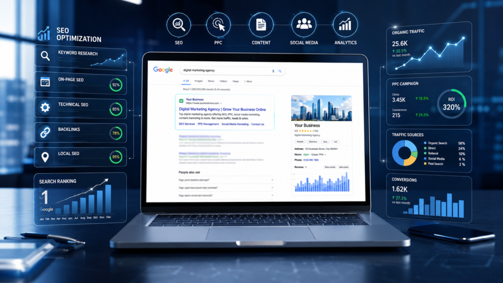 Why Small Businesses Need Digital Marketing in 2026 google ads and seo concept