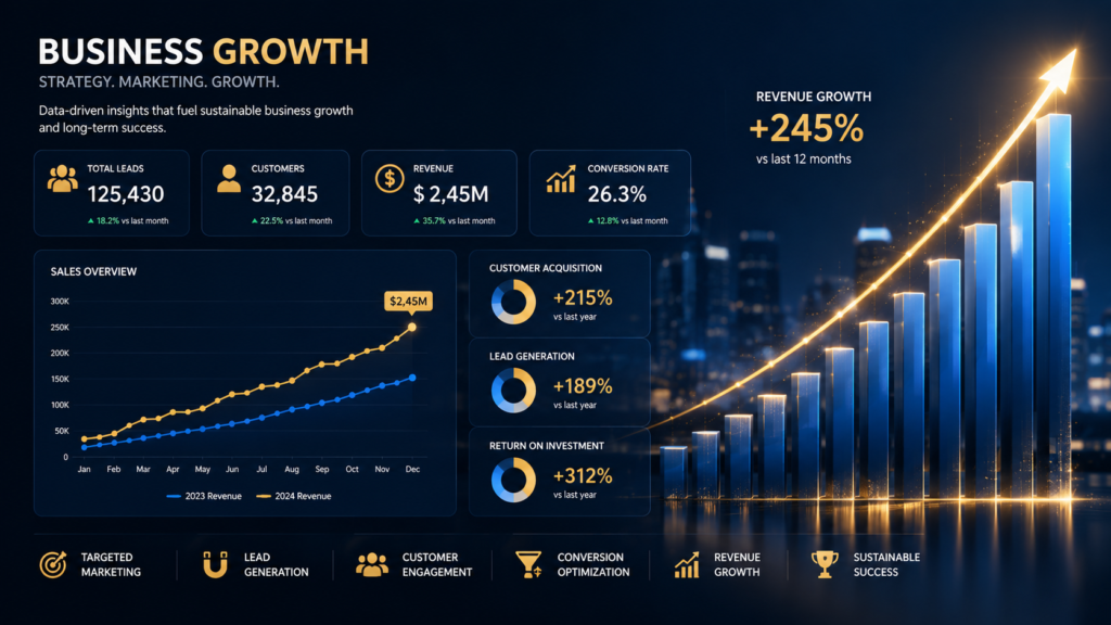 Why Small Businesses Need Digital Marketing in 2026 business growth chart showing increased leads and sales